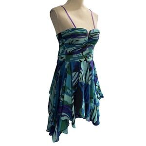 Hailey Logan Y2K Dress Womens 1/2 Colorful Strapless Asymmetrical Mini Event